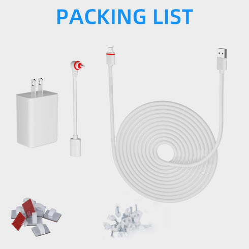1 Pack - 16Ft/5m Charge Cable with Compatible with Ring Spotlight Camera Plus/Pro USB Plug Power Adapter Type C Charge Cable to Barrel Ring DC Plu...