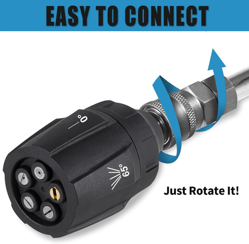 Pressure Washer Spray Nozzle, Adjustable 5-in-1 Quick Changeover Power Washer Nozzle for High Pressure Washer, 1/4in Plug Connect Tips, 3000PSI (3...