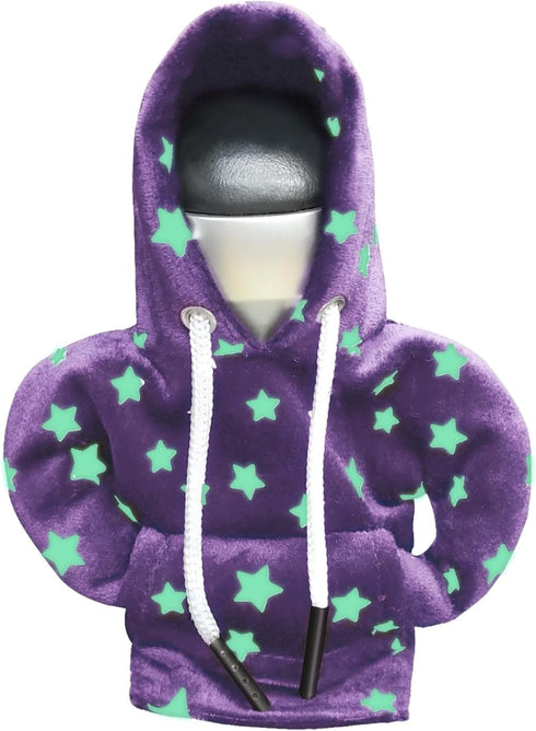 Gear Shift Hoodie Mini Sweater Hoodie Upgrade Star Glow in The Dark Shift Knob Cover Universal Funny Car Shifter Cover Gear Stick Hoodie, Purple, ...