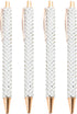 4 Pcs White Pearl Pens Rhinestone Metal Ballpoint Pens Sparkly Crystal Pens Black Ink for Women Girls Office School Supplies...
