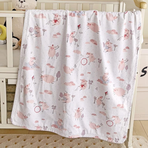 Super Soft Blanket with Double Layer for Baby Boys and Girls, Cute Animals Printed 40x 30 Inch Receiving Blanket (Sheep)...