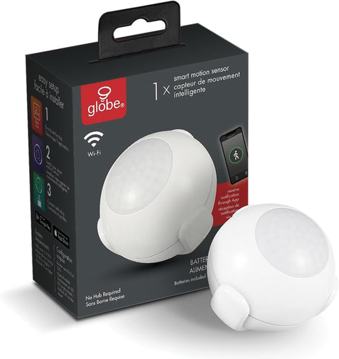 Globe Electric Wi-Fi Smart Motion Detector, No Hub Required, Battery Operated, White,50026...