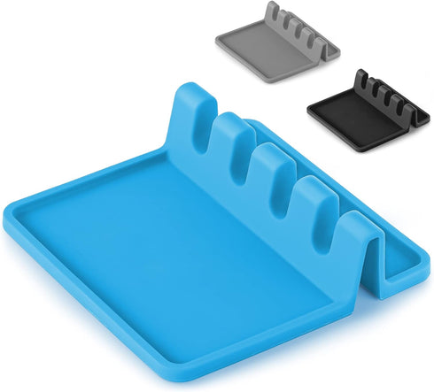 Simple Craft Silicone Spoon Rest with Drip Pad - 4 Slotted Spoon Rest for Kitchen Utensils, Tongs, Ladles - Heat Resistant Spoon Holder for Stove ...