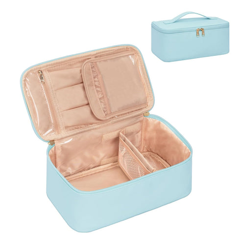OCHEAL Makeup Bag,Vegan Leather Makeup Organizer Bag,Travel Essentials Cosmetic Bag Make Up Bag Small Makeup Case Toiletry Bag for Women,Compact C...
