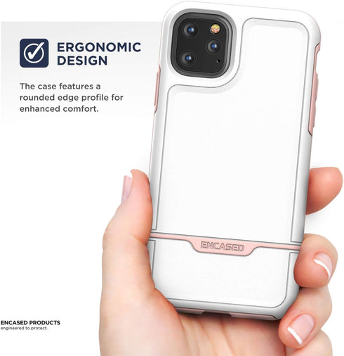 ENCASED Rebel Armor Protective Case for iPhone 11 PRO Rugged Case (White/Pink)...