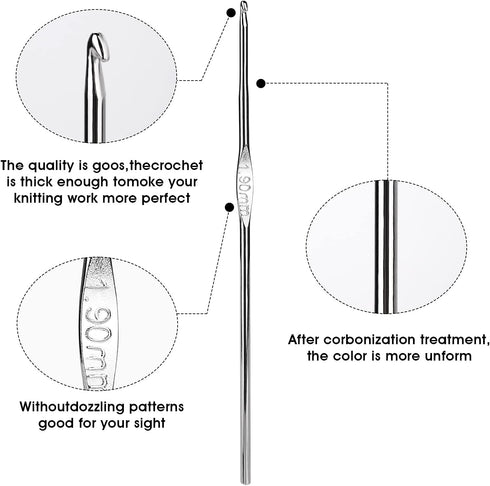 Cobee Crochet Hooks Set Steel - 12 Pieces of Small Size Latch Hook Crochet Needle Set 0.6 mm to 1.9 mm Sweater Scarf Clothing Knitting Crochet Too...