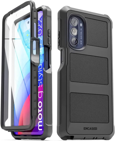ENCASED Falcon Armor for (2022) Moto G Stylus 5G Case with Screen Protector, Full Body Protection with Built-in Screen Guard, Black (5G Model ONLY...