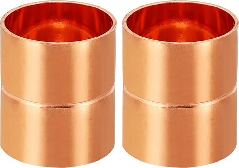 PATIKIL 1-1/8 Inch ID Copper Coupling Fittings, 4 Pcs Rolled Tube Stop Straight Pipe Fitting Welding Joint for HVAC Air Conditioning Plumbing Refr...