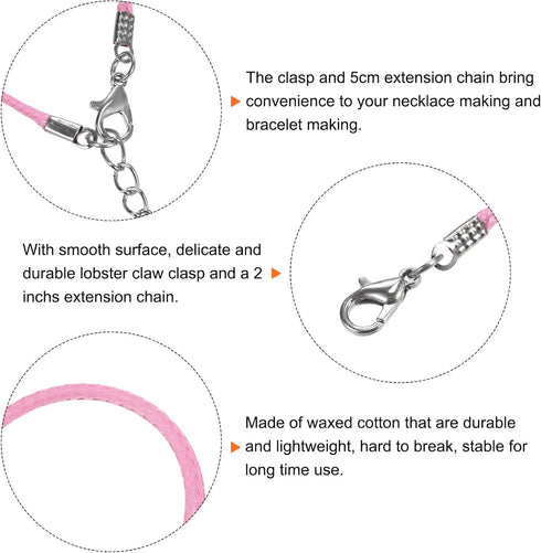 10pcs Waxed Necklace Cord Bulk, 16 Inches and 1.5mm Dia Necklace String Rope with Clasp for Pendants, Bracelets, Necklaces, Jewelry Making Beading...