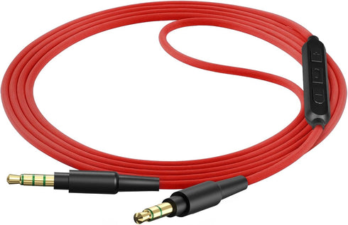 Geekria Audio Cable with Mic Compatible with ATH-M20xBT/M50xBT2, Denon AH-MM300 Headphones Cable, 3.5mm Replacement Stereo Cord with Inline Microp...