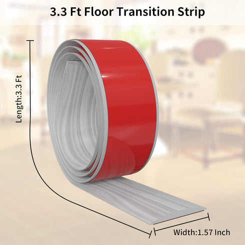 3.28Ft Floor Transition Strip, Floor Cover Strips Self Adhesive Flooring Transitions Laminate, 4cm Wide Vinyl Floor Flat Divider Strip Trim for Ca...