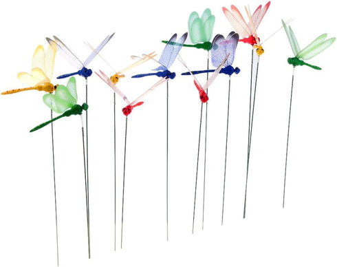 24pcs 3D Dragonfly Planter Dragonflies Garden Ornaments Patio Decoration 3D Dragonfly Garden Decor Dragonfly Stakes with Sticks...