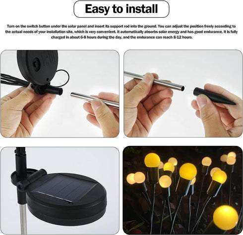2 Pack Solar Garden Lights, 10 LED Solar Firefly Light Outdoor Waterproof, 8 Modes Solar Outdoor Lights, Swaying Solar Garden lights for Landscape...