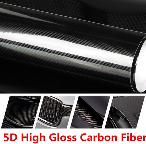 DIYAH 5D High Gloss Black Carbon Fiber Vinyl 12" x 60" / 1 FT x 5 FT Bubble Free Air Release Car Wrap Film Automotive DIY Decals with Hand Tools...
