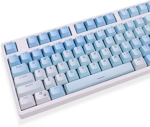 104 Keys Sunset Gradient Blue Backlit Keycaps Thick PBT OEM Profile for Cherry MX Switches of Mechanical Keyboard 104 87 61(Blue)...
