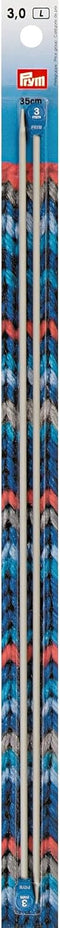 Prym 14" Single Point Aluminum, 3mm Knitting Needles, Grey 2 Count......
