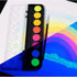 Micador Dark Arts Neon Glow Watercolour Paint Discs, 8-Color Set + Brush - Kids watercolor painting with highly vibrant neon colors - Glows under ...