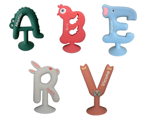 Baby Sensory Teether Toys?BRAVE Teething Toys for 6-12 Month olds?Silicone Alphabet Teether?Relief of Gum Pain...