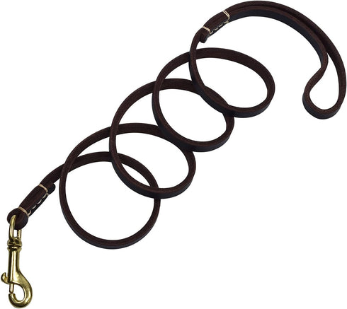 Reopet 4 Feet / 5 Feet / 6 Feet Genuine Leather Small & Medium Dog Leash,Real Leather - (3/8" X 4', Brown)...