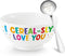 R HORSE Cereal Bowl and Spoon Set Colorful Funny Cereal Bowl with Engraved Spoon Gift Set for Salad Soup Ice Cream, Oatmeal Breakfast Bowl Cereal ...