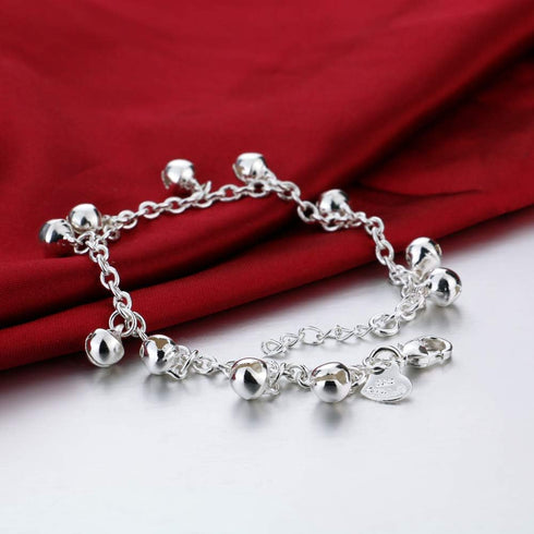 H&Beautimer Fashion Silver Anklet With Cute bell Foot Chain For Women Charm Beach Ankle Bracelet Lobster Clasp Adjustable Jewelry Gift...