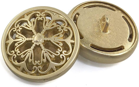20 pcs Vintage Openwork Golden Metal Sewing Coat Buttons with Shank -25mm -1"...
