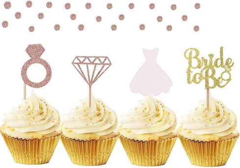 JeVenis 36 PCS Bride to Be Cupcake Toppers Diamond Ring Wedding Dress Cupcake Toppers Wedding Engagement...