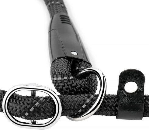 Dog Leash-Heavy Duty Long Dog Leash for Puppy, Small, Medium, and Large Dogs (Black Rope - Handle & Collar, 6 Feet)...