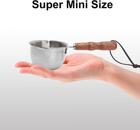 150ML Stainless Steel Boiler Pot with Heat Resistant Wood Handle, Melting Pot Universal for Melting Chocolate, Butter, Cheese, Caramel and Candy...