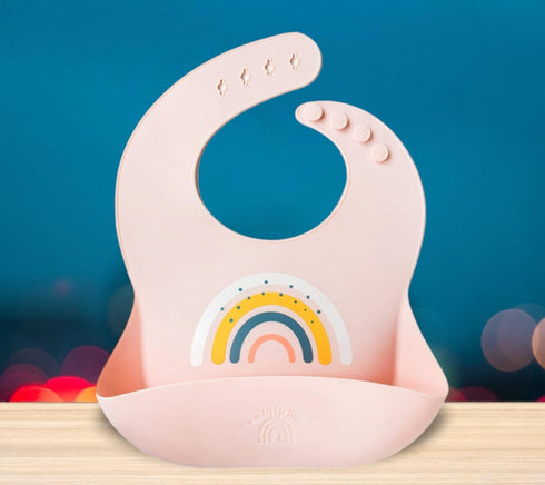 Silicone Rainbow Baby Bibs & Suction Bowl Set: BPA-Free, Adjustable Bib with Large Food Catcher Pocket + Premium Utensils for Babies & Toddlers (6...