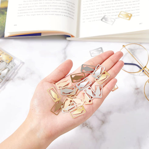 Book Line Markers 100 Count Tin Mixed Metals Bookmarkers Book Page Markers Arrow Bookmarks Gold Silver Book Marker Clip for Reading Teachers Stude...