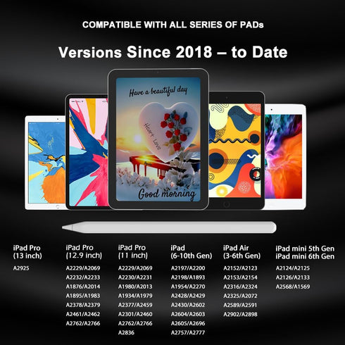 Stylus Pen with Palm Rejection,for Full Apple iPads(2018-to-Date) iPad Pro11/12.9"/13",iPad 6-10thGen,iPad Mini 5-7thGen,iPad Air3-6thGen for Writ...
