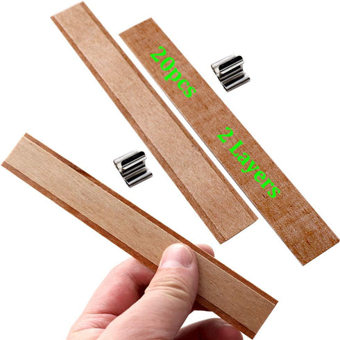20PCS Lenisc Double Layered Wood Wicks with Metal Base Clips for Candle Making Craft Natural 2 Layers Wooden Candle Wicks for DIY Soy Wax Candles ...