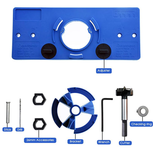 35mm Concealed Hinge Jig kit, Woodworking Tool Drill Bits, Hinge Drilling Hole Router Jig Hardware Template Guide Woodworking Tools for Face Frame...