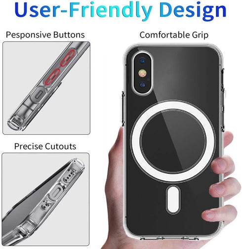 Ambar Magnetic Clear Case Designed for iPhone Xs Max – Compatible with MagSafe Charger, Support Magnetic Car Mount Wireless Charging...