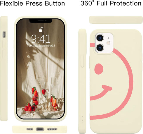 JOYLAND Creativity White Phone Case for iPhone 7/8/SE 2020 Cute Couple Girl Women Cover Soft Liquid Silicone Reinforced Corner Bumper Cover Protec...