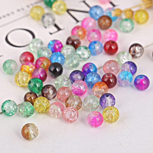 Glass Beads for Jewelry Making, 12 Pcs 8mm 10mm Wine Red Glass Popcorn Crystal Snowflake Ice Cracking Scattered Beads DIY Handmade Jewelry Bracele...