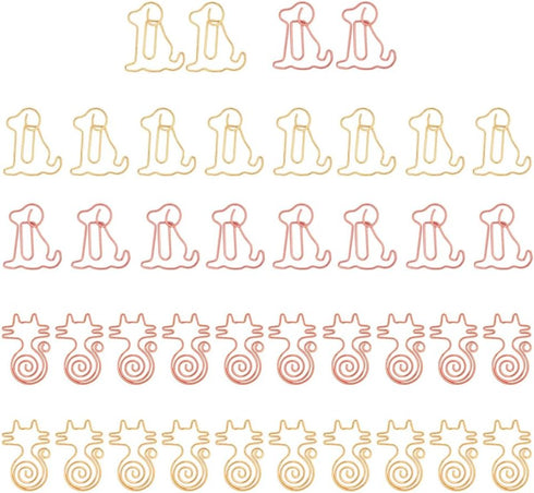 40Pcs Dog and Cat Shaped Paper Clips Golden Electroplated Paper Clips Animal Paper Clips Creative Metal Clip...