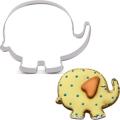 LILIAO Cute Elephant Cookie Cutter for Baby Shower - 4 x 3.3 inches - Stainless Steel...