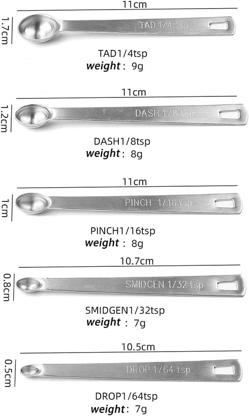 Brccee AC Measuring Spoons Set of 5, (tad, dash, pinch, smidgen and drop) Mini Stainless Steel Measuring Spoons...
