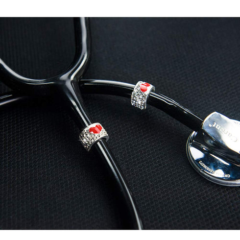 2 Pack Bling Heart Stethoscope Charms, Red Heart Stethoscope Id Name Tag...