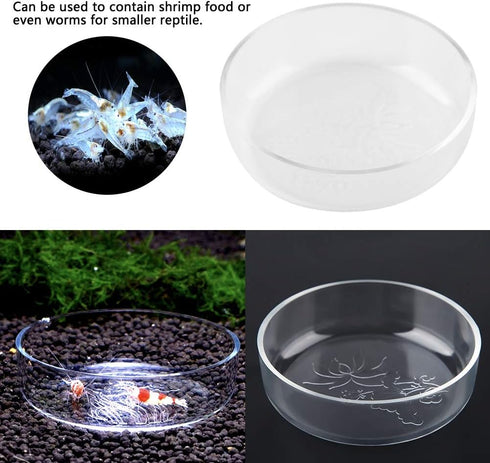 Acrylic Aquarium Shrimp Feeding Dish Bowl Fish Tank Transparent Food Container Feeder Tray Smaller Reptile Worms Pets Feeder Dish...