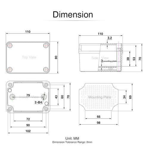 QILIPSU Junction Box with Mounting Plate 110x80x70mm, Clear Cover Plastic DIY Electrical Project Case IP67 Waterproof Dustproof Enclosure Grey (4....