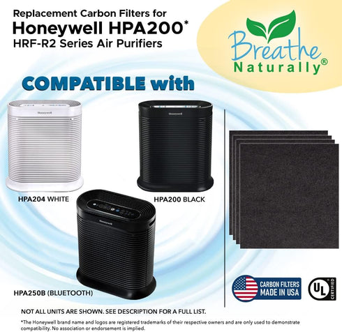Replacement Carbon Filter 4 Pack for Honeywell HPA200 Series Air Purifiers - A200...