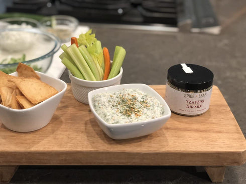 Premium Tzatziki Dip Mix by Spice + Leaf - Vegan Kosher No Preservatives Spice Blend Used to Make Dip, Fish, Chicken Salad, 2.2 oz...