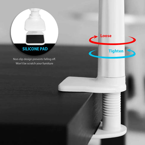 ZUSLAB Tablet Cell Phone Adjustable Universal Gooseneck Bed Lazy Holder Stand Mount - Flexible Arm 360 Mount Clip Bracket White...