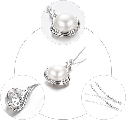 Pearl Pendant Necklace for Women, Exquisite Freshwater Cultured Pearls, Master Level Crafts, 925 Sterling Silver, Noble Temperament, Colorfast, Fa...