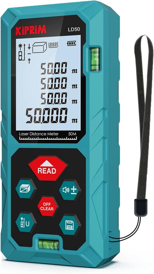 Laser Distance Measure 165 Feet with 2 Bubble Levels,M/in/Ft Unit Switching Backlit LCD,99 Sets Data Storage and Pythagorean Mode, Measure Distanc...