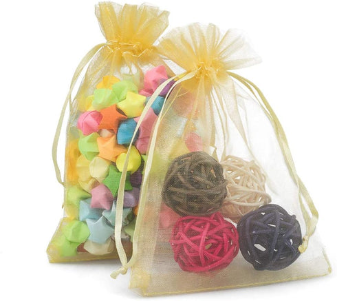 G2PLUS Organza Bags 4×6 Inches, 100PCS Gold Organza Gift Bags with Drawstring, Sheer Mesh Jewelry Pouches, Sheer Candy Bag for Christmas, Wedding ...