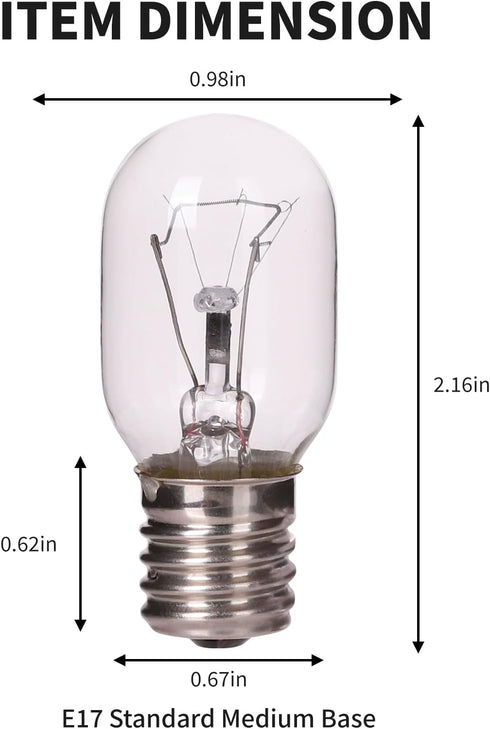 6 Pack Microwave Light Bulb 40 Watt 120V T8 Replacement Light Bulb E17 Standard Base Stove Light Bulbs Under Hood for Oven Stove Refrigerator Micr...